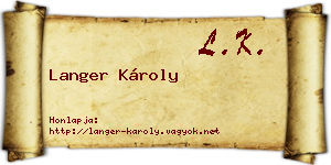 Langer Károly névjegykártya